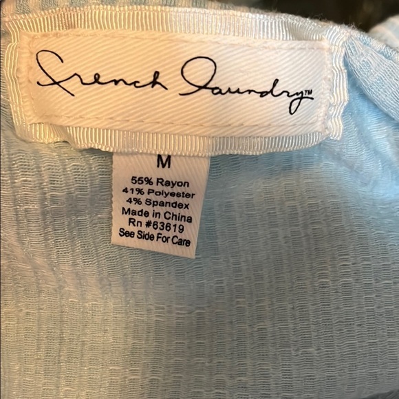 French Laundry Light Blue White Striped High/Low Button-Up Women's Top Size M - Picture 4 of 6